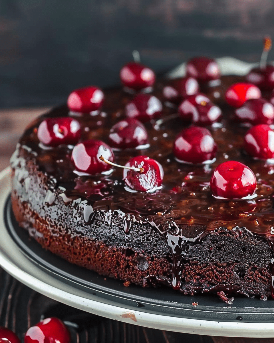 Chocolate Cherry Upside Down Cake