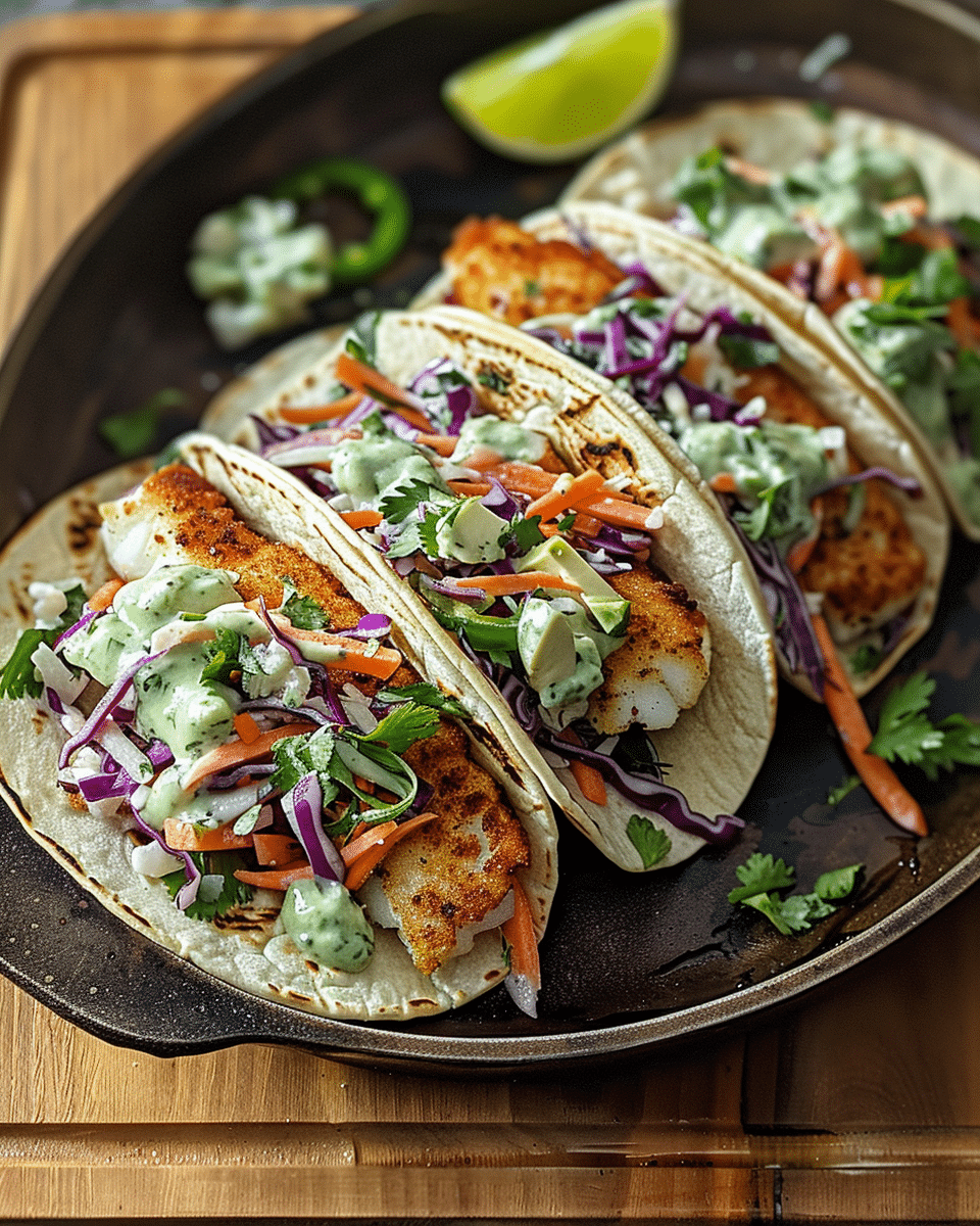 Fish Tacos with Cilantro Lime Slaw