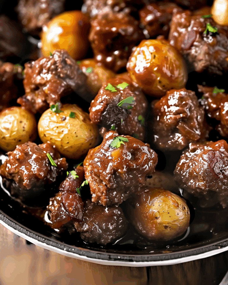 Garlic Butter Beef Bites and Potatoes (Crockpot Recipe)