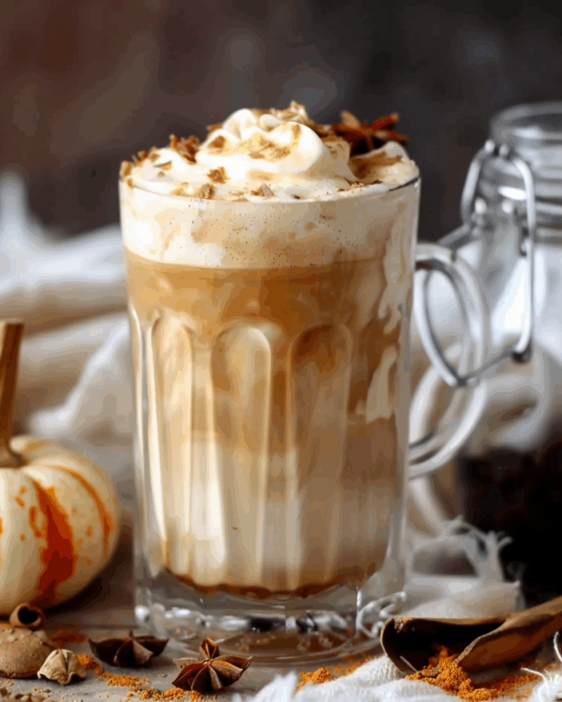 Iced Chai Latte with Pumpkin Sweet Cream