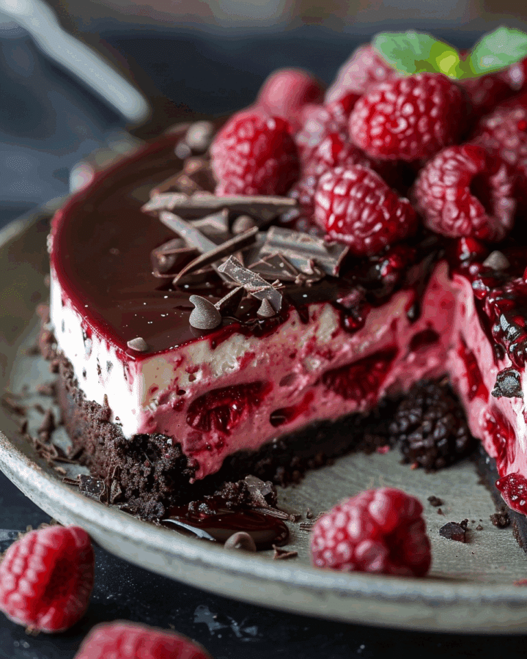 Dark Chocolate Raspberry Cheesecake