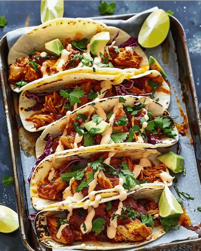 Garlic Butter Honey BBQ Chicken Tacos