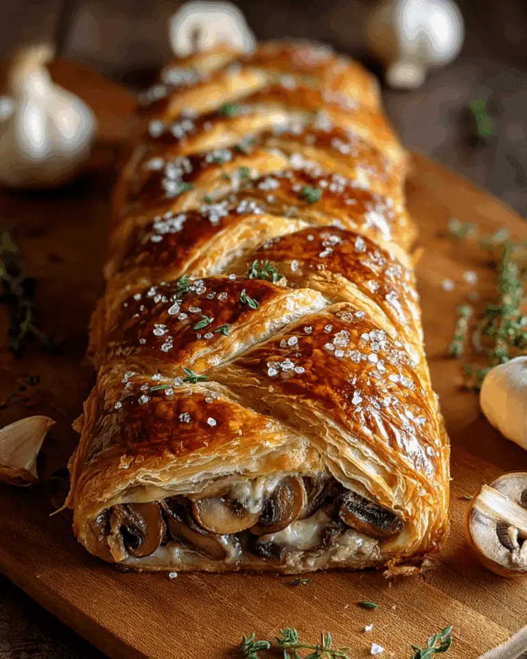 Savory Mushroom & Gruyère Puff Pastry Braid Recipe
