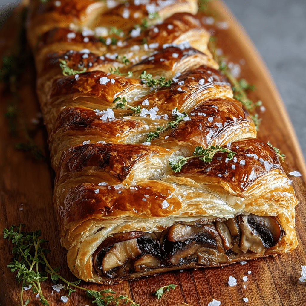 Savory Mushroom & Gruyère Puff Pastry Braid Recipe - Recipe Image