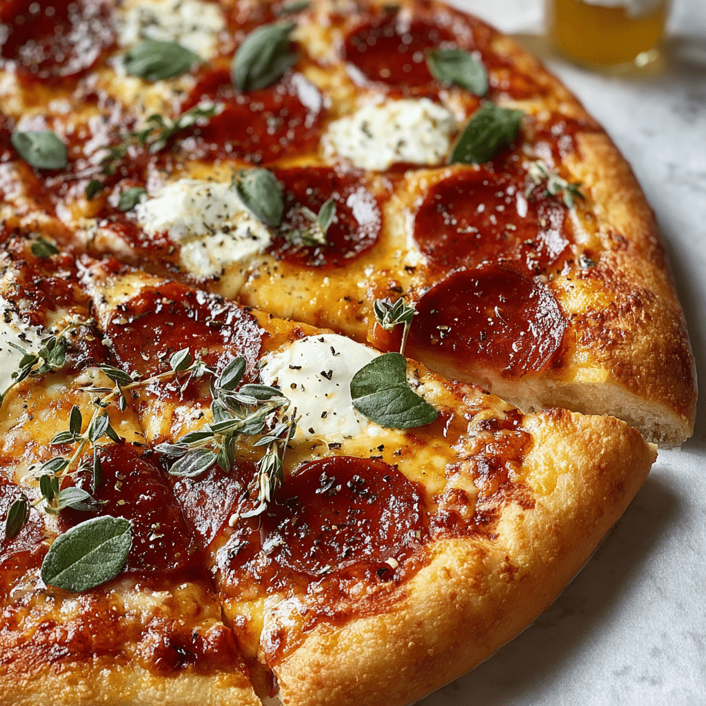 Hot Honey Pepperoni Ricotta Pizza Recipe - Recipe Image