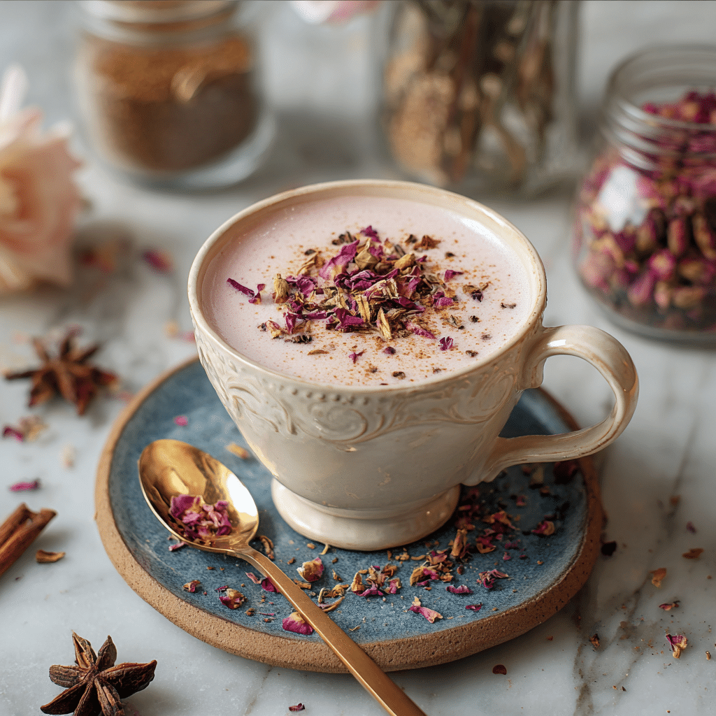 Rose Cardamom Tea Latte Recipe - Recipe Image