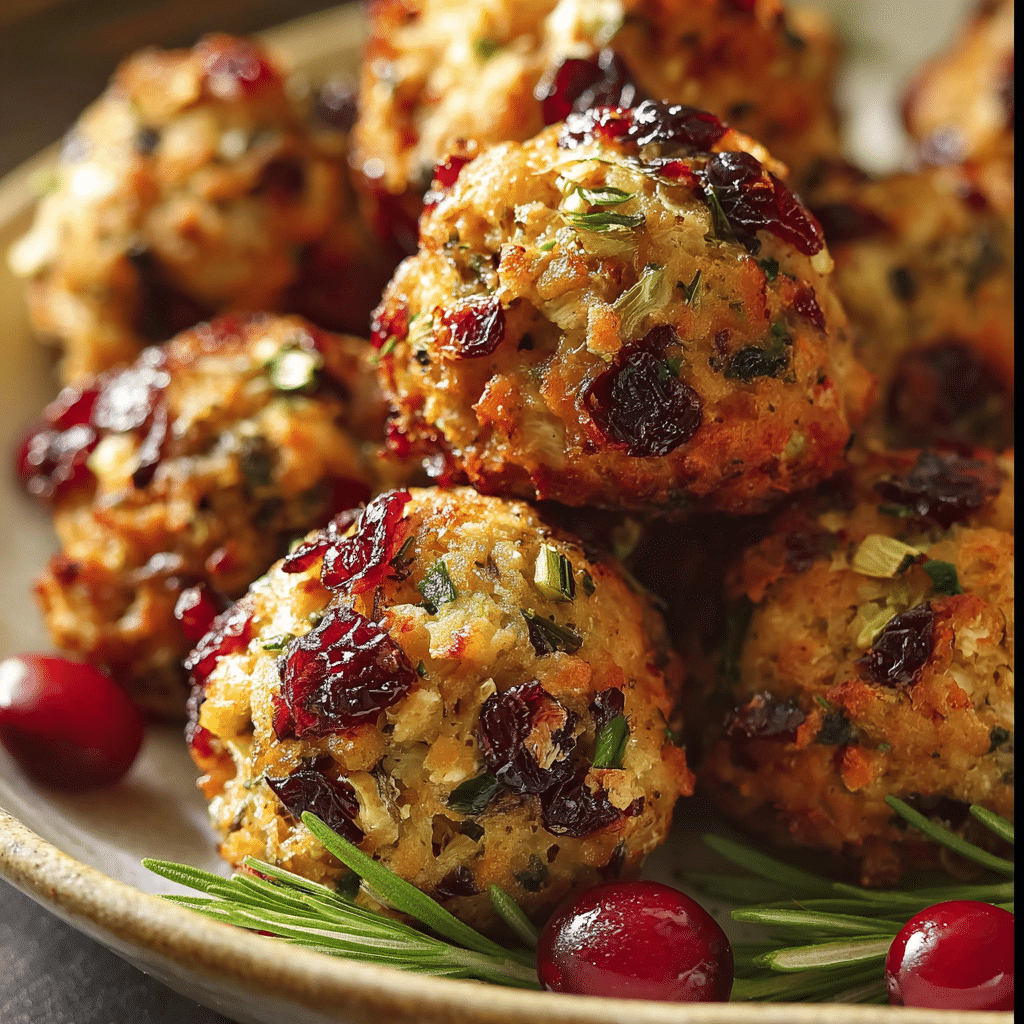Cranberry Turkey Stuffing Balls Recipe - Recipe Image