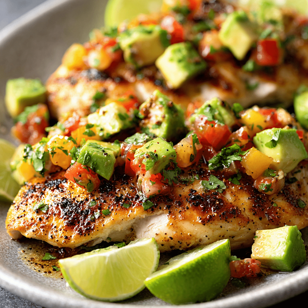 Fiesta Lime Chicken with Avocado Salsa Recipe - Recipe Image
