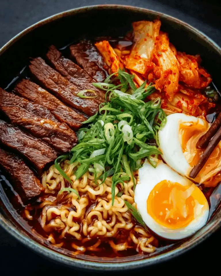Creamy Spicy Ramen with Grilled Korean Beef Recipe