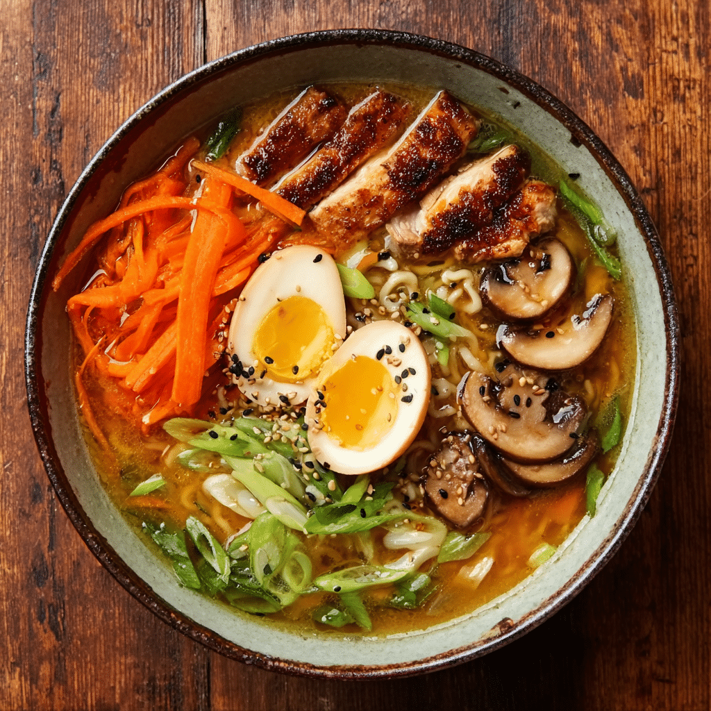 Creamy Spicy Ramen with Grilled Korean Beef Recipe - Recipe Image