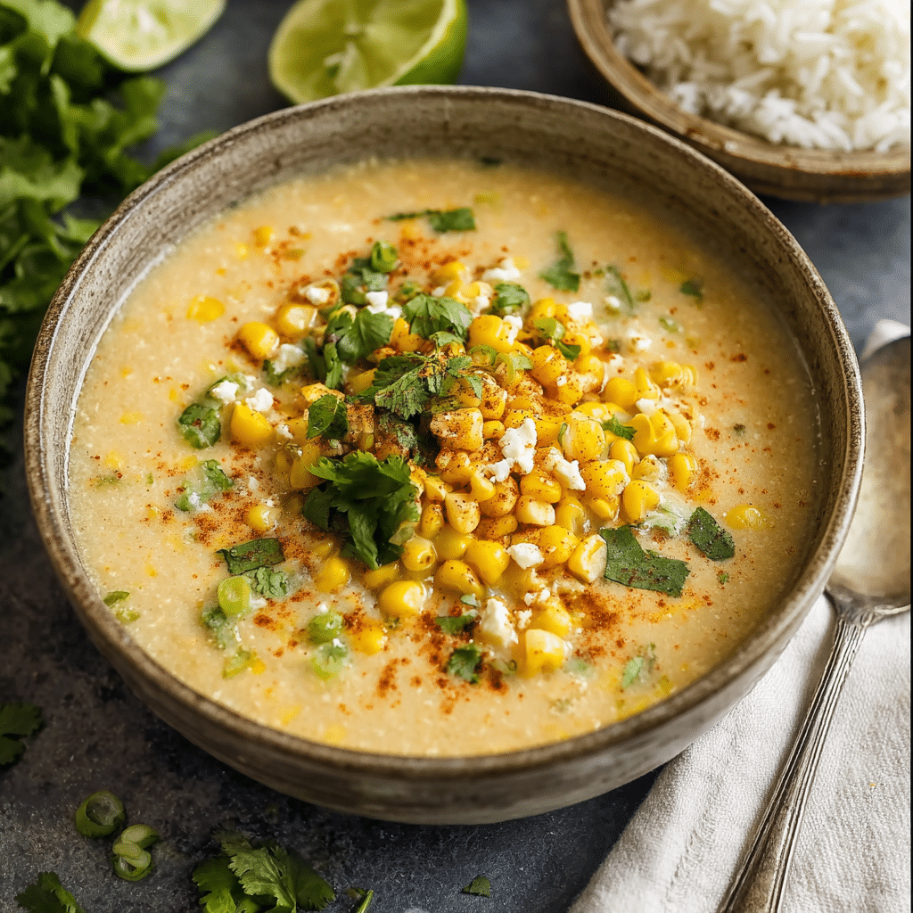 Creamy Chicken Tortilla Soup with Fire-Roasted Corn Recipe - Recipe Image