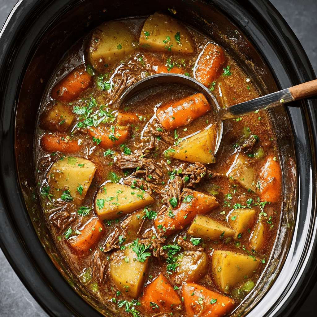 Classic Slow Cooker Beef Stew with Potatoes and Carrots Recipe - Recipe Image
