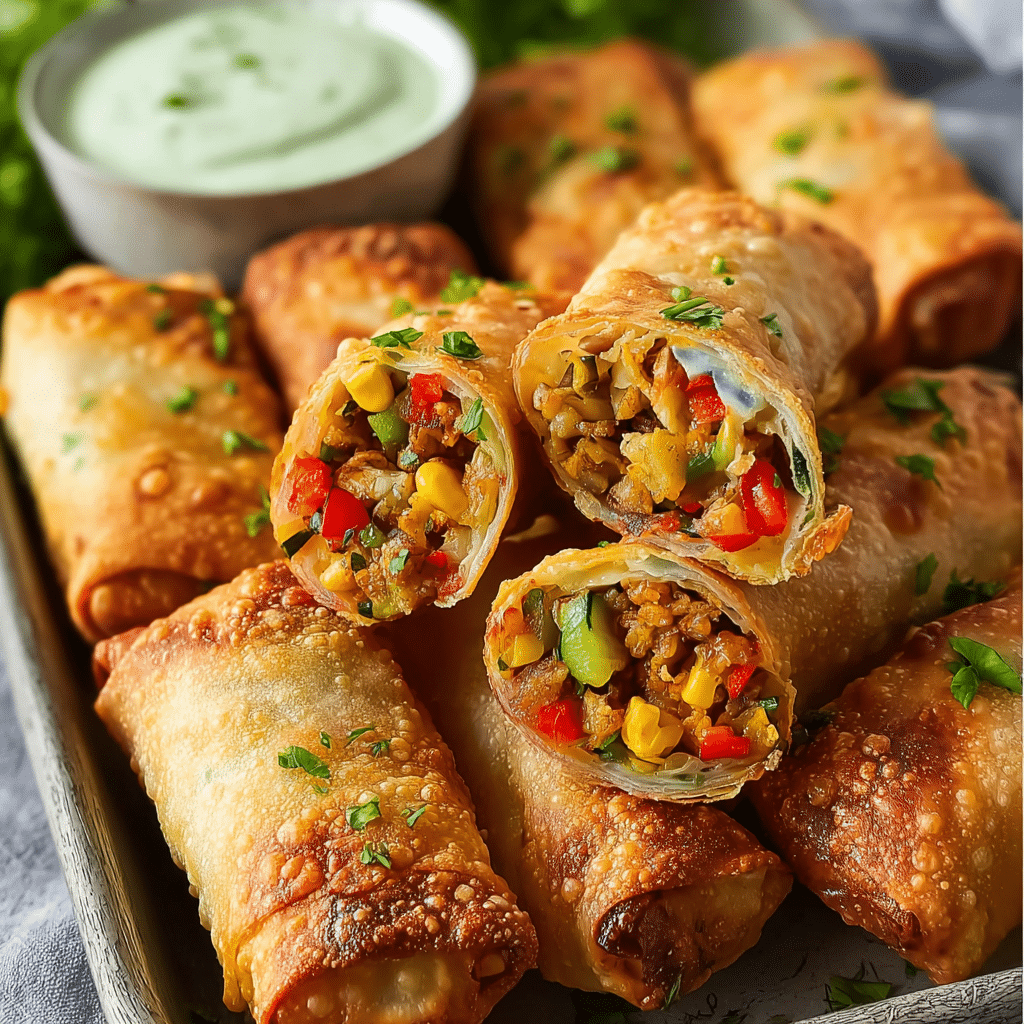 Crispy Chicken and Veggie Egg Rolls Recipe - Recipe Image