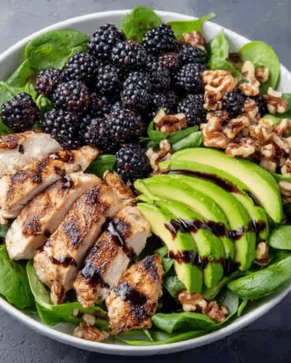 Blackberry Chicken Salad with Avocado & Walnut Recipe