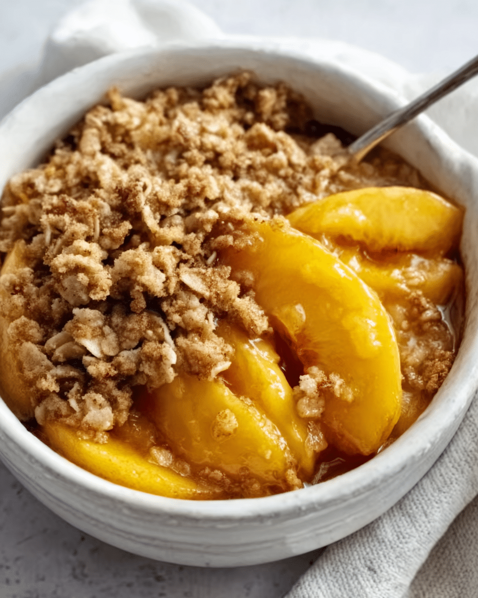 Cinnamon Peach Crisp with Buttery Oat Topping Recipe